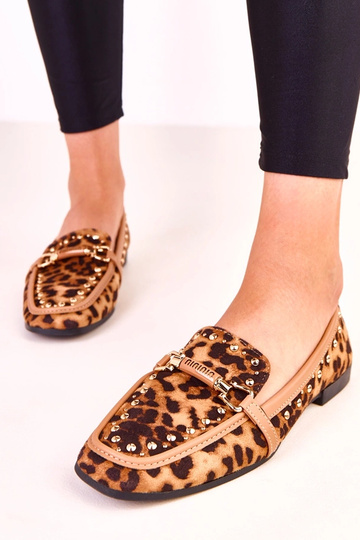 Ballerines à motif léopard en simili daim avec clous Molia 2