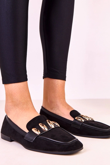 Ballerines élégantes noires avec embellissement doré Klesa