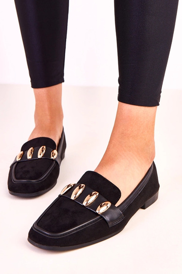 Ballerines élégantes noires avec embellissement doré Klesa 2