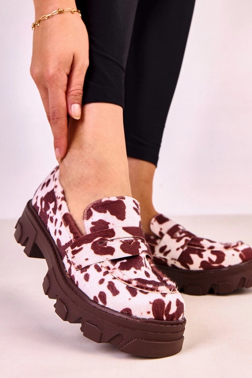 Mocassins marron avec taches de vache...
