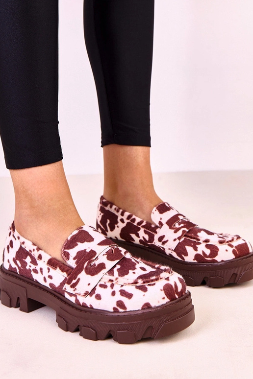 Mocassins marron avec taches de vache...