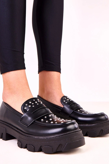 Mocassins noirs pour femmes avec clous Memolis