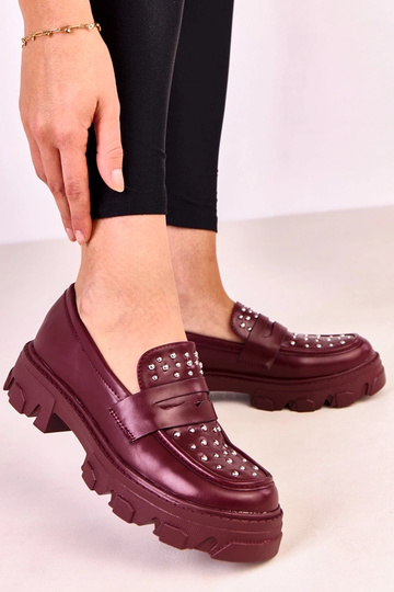 Mocassins bordeaux pour femmes avec clous Memolis
