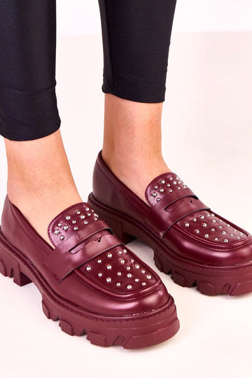 Mocassins bordeaux pour femmes avec clous Memolis 2