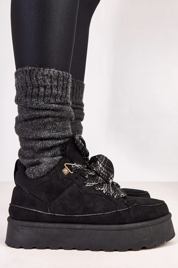 Baskets chaudes noires avec lacets épais Landry