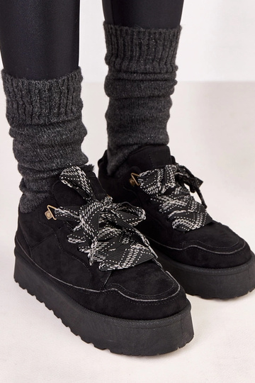 Baskets chaudes noires avec lacets épais Landry 2