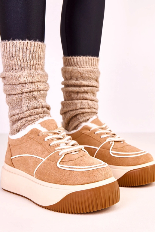 Baskets chaudes marron à plateforme...