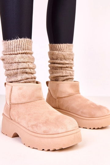 Bottes en neige basses couleur sable en suédine Joshua