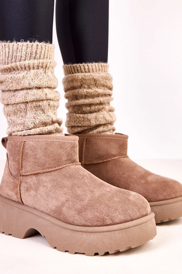 Bottes en neige basses couleur sable foncé en suédine Joshua