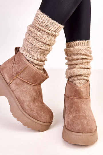 Bottes en neige basses couleur sable foncé en suédine Joshua 2