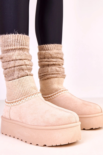 Bottes en neige basses couleur sable avec tige type chaussette Bernica