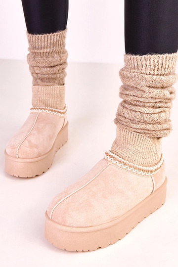 Bottes en neige basses couleur sable avec tige type chaussette Bernica 2