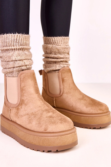 Bottes en neige basses couleur sable foncé avec empiècement élastique Nancey