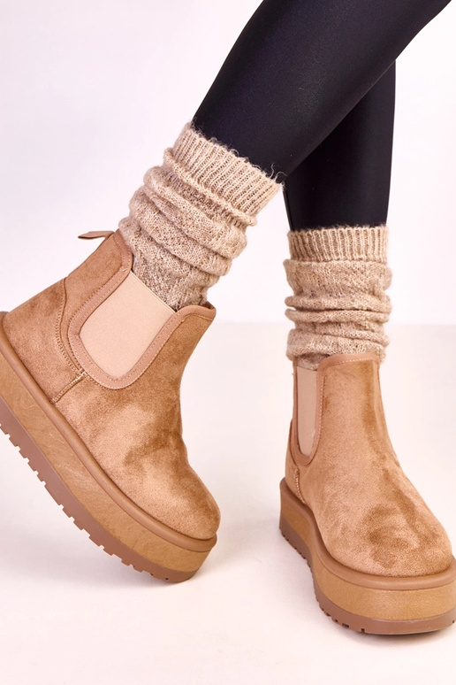 Bottes en neige basses couleur sable...