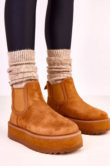 Bottes en neige basses brunes avec empiècement élastique Nancey