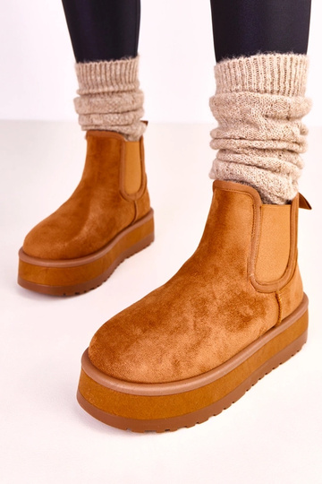 Bottes en neige basses brunes avec empiècement élastique Nancey 2