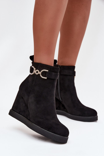 Bottines noires pour femmes à plateforme avec détails ornés Rivana 2