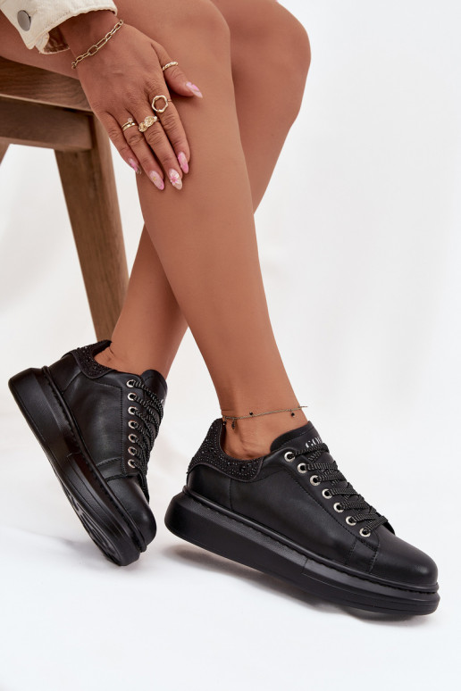 Chaussures modèle baskets FémininActivéturalnej Skóry GOE OO2N4004 couleur noire