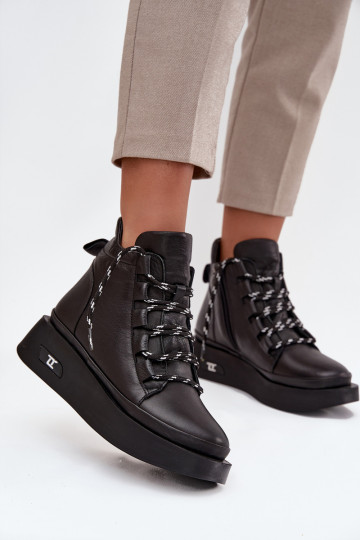 Peau Bottes pour femmes avec une plateforme réchauffer Artiker 55C0809 couleur noire