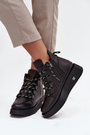Peau Bottes pour femmes avec une plateforme réchauffer Artiker 55C0809 couleur noire 2