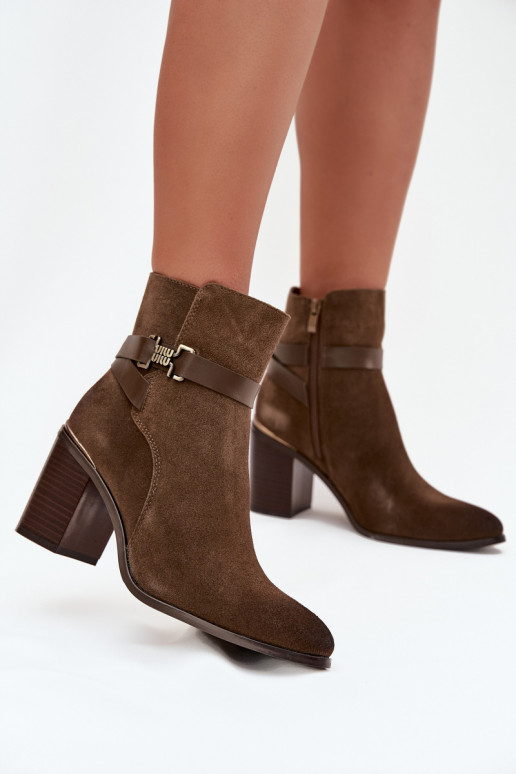 Bottines en daim chaud couleur chaki pour femmes avec talons en cuir naturel Sergio Leone BT25384-S Bottines en daim chaud couleur chaki pour femmes avec talons en cuir naturel Sergio Leone BT25384-S