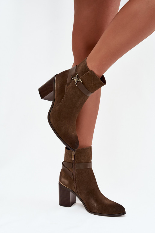 Bottines en daim chaud couleur chaki pour femmes avec talons en cuir naturel Sergio Leone BT25384-S Bottines en daim chaud couleur chaki pour femmes avec talons en cuir naturel Sergio Leone BT25384-S