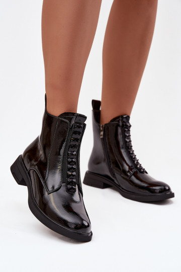 Bottes à talons vernies noires en simili cuir D&A MR52-108 2
