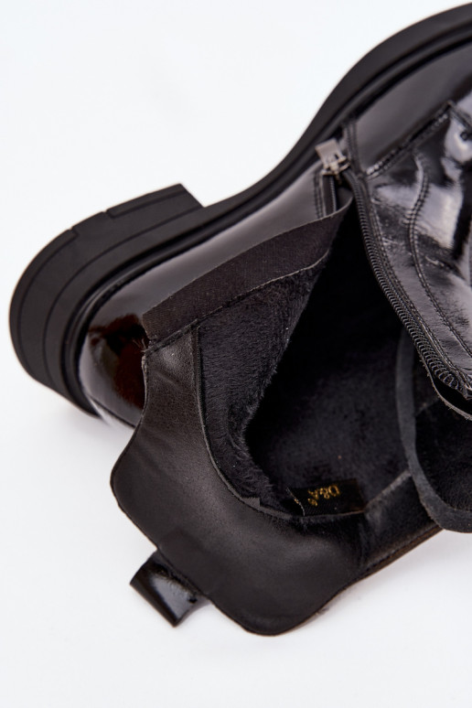 Bottes à talons vernies noires en simili cuir D&A MR52-108