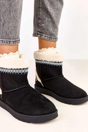 Bottes en neige basses noires avec broderie Sensila