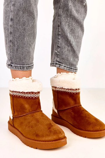 Bottes en neige basses couleur caramel avec broderie Sensila