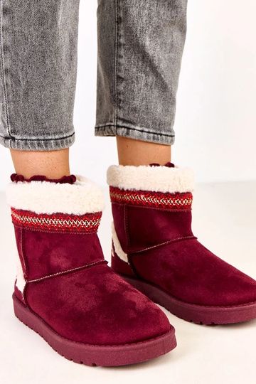 Bottes en neige basses couleur bordeaux avec broderie Sensila
