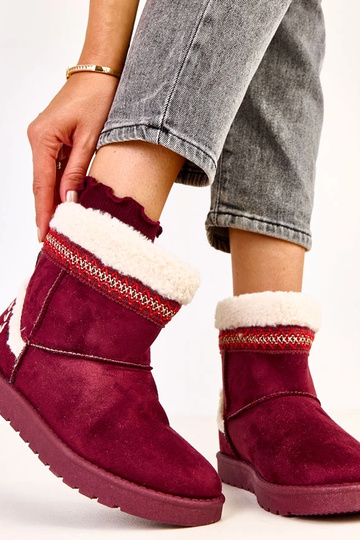 Bottes en neige basses couleur bordeaux avec broderie Sensila 2