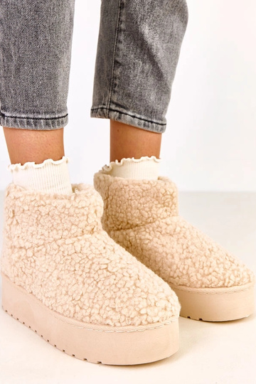Bottes en neige couleur sable avec tige en fourrure d'agneau Lasso