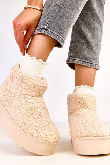 Bottes en neige couleur sable avec tige en fourrure d'agneau Lasso 2