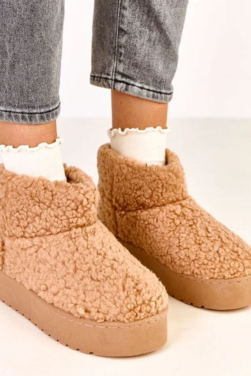 Bottes en neige brun clair avec tige en fourrure d'agneau Lasso