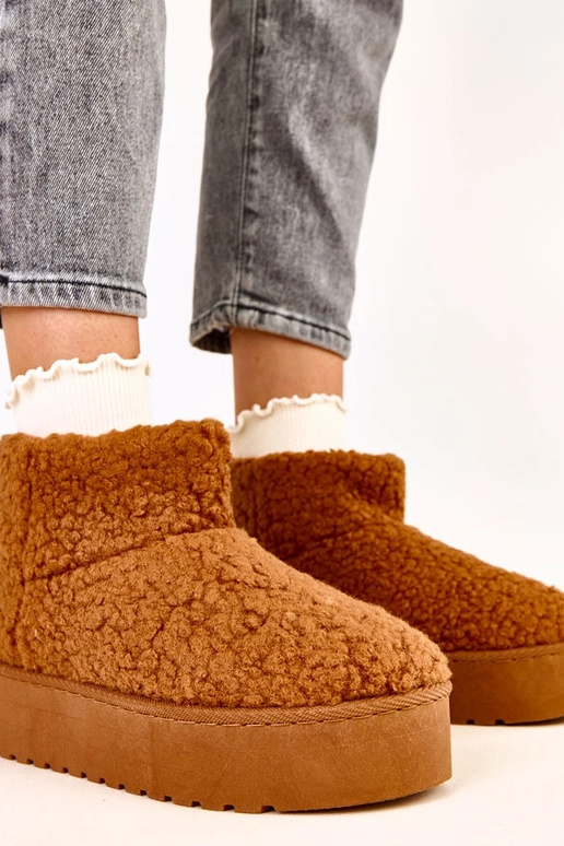 Bottes en neige brunes avec tige en...