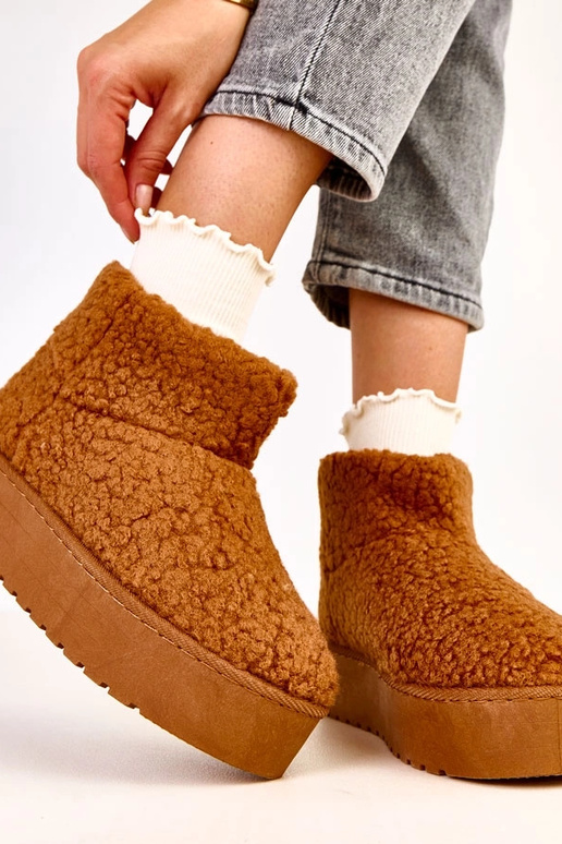 Bottes en neige brunes avec tige en...