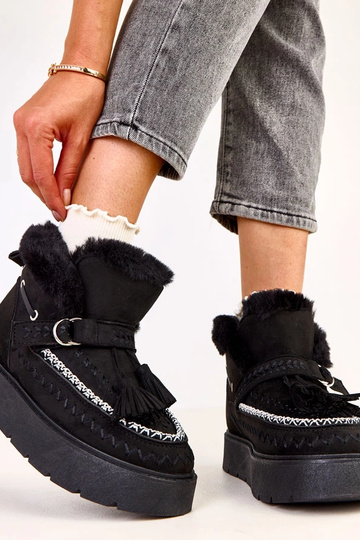 Bottes en neige noires à plateforme avec franges Maurisa 2
