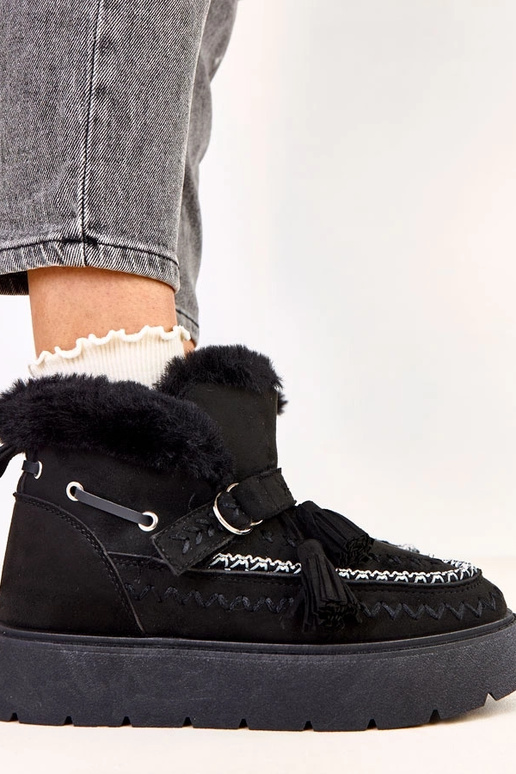 Bottes en neige noires à plateforme...