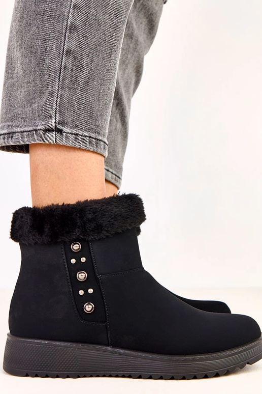 Bottines chauffantes noires en simili...