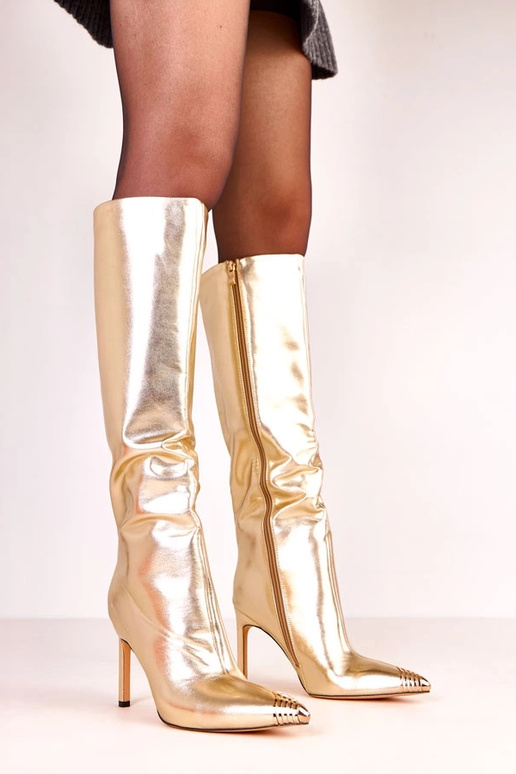 Bottes montantes élégantes dorées...