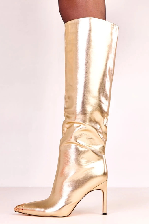 Bottes montantes élégantes dorées...