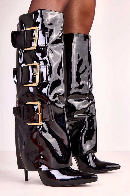 Bottines vernis noires avec tige...