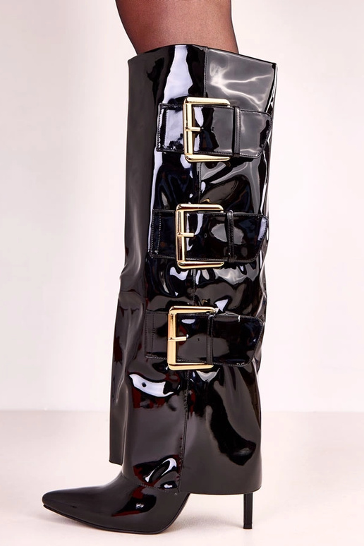 Bottines vernis noires avec tige...