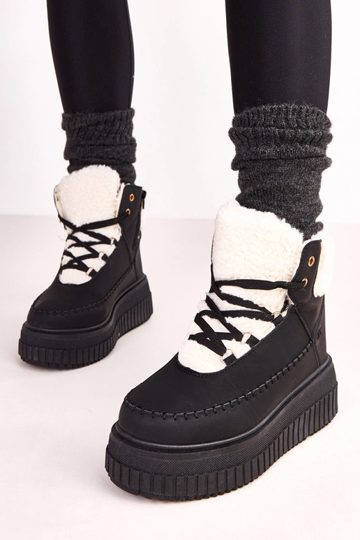 Bottines sportives chaudes noires à...