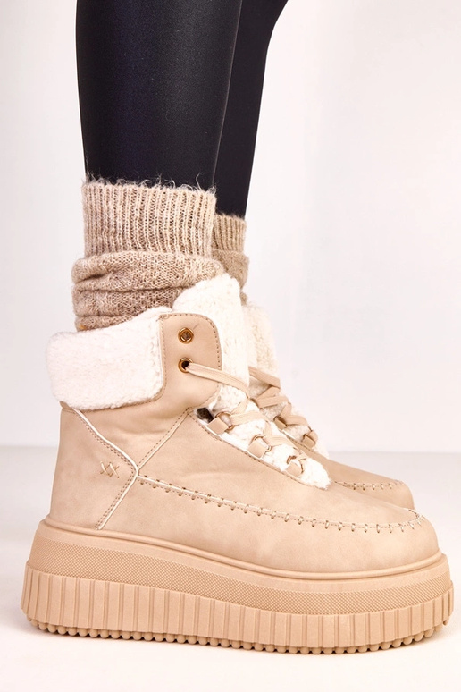 Bottines sportives chaudes marron à...