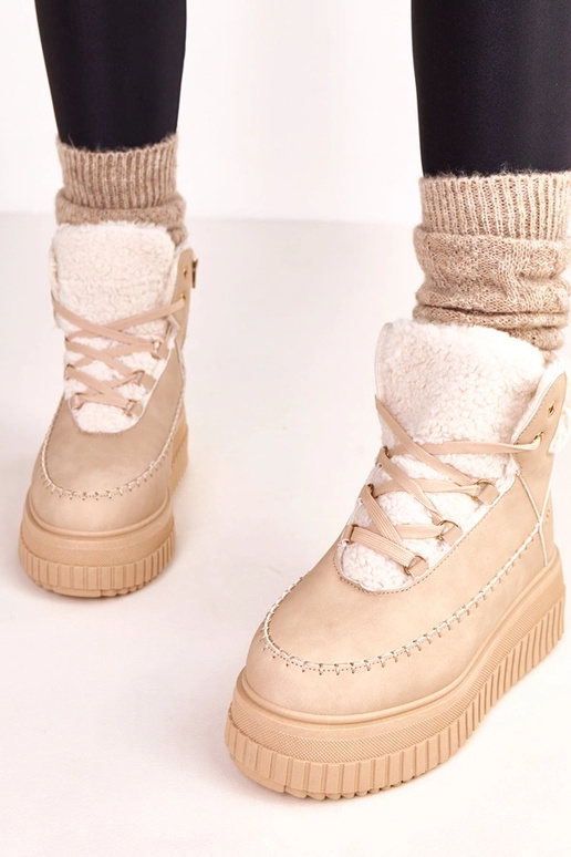 Bottines sportives chaudes marron à...