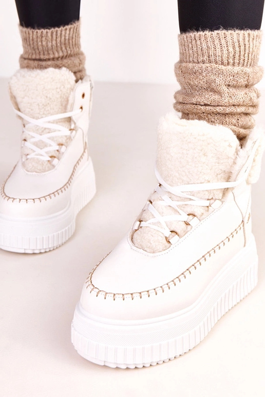 Bottines sportives chaudes blanches à...