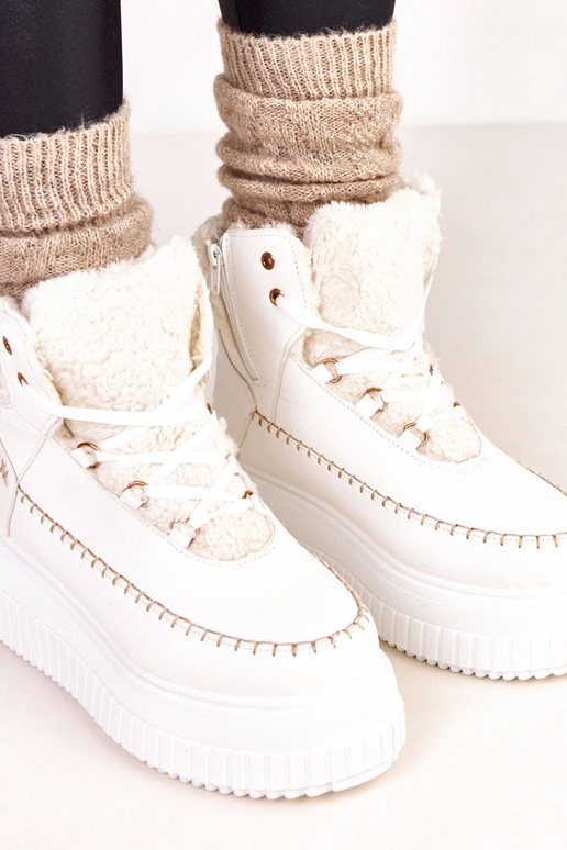 Bottines sportives chaudes blanches à...