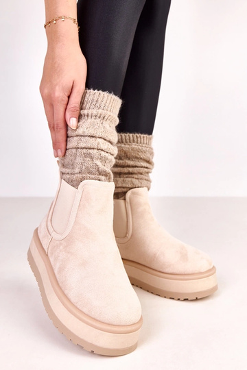 Bottes neige couleur sable avec insert élastique 2